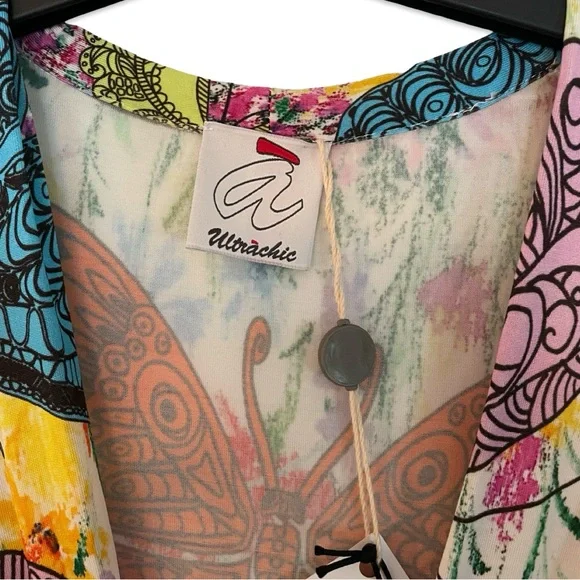 New Ultrachic wrap dress floral Chinese dragon butterfly print limited edition - Picture 2 of 16